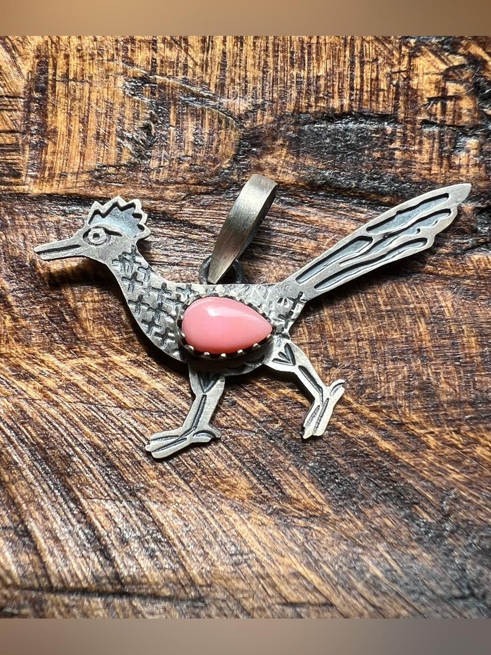 Sterling Silver Queen Conch Roadrunner Pendant